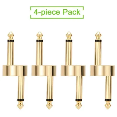 Rowin Guitar Pedal Connector Pedal Couplers Straight Type 4 Pcs TS Copper Male Connector for Effect