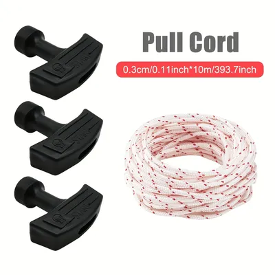 LUSQI Recoil Starter Rope 10m*3mm Pull Rope With 0/1/2/3 Starter Handles For Gasoline Lawn Mower