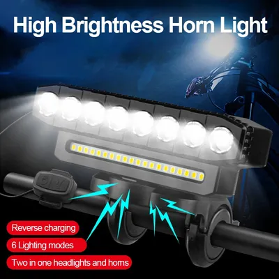 New USB Charging MTB Headlight Bicycle Light LED Waterproof Cycling Lamp Flashlight Cycling Horn