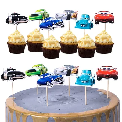 Disney Cars Cake Toppers Lightning McQueen Birthday Cake Decorations Boys CupCake Topppers For Kids
