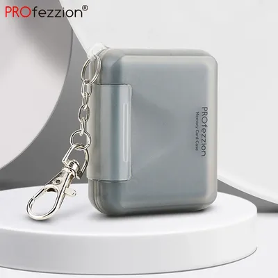 PROfezzion 4 Slots Portable SD Card Holder Water-Resistant Anti-Shock SD Card Case Storage for 4 SD /SDXC /SDHC Cards with Carab
