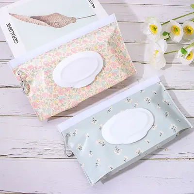 EVA Baby Wet Wipe Pouch Portable Wipes Holder Case Flip Cover Snap-Strap Reusable Refillable