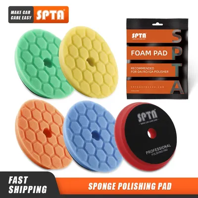 (Bulk Sales) SPTA 3"(80mm)/5"(125mm)/6"(150mm) Hex-Logic Car Sponge Polishing Buffing Pads For