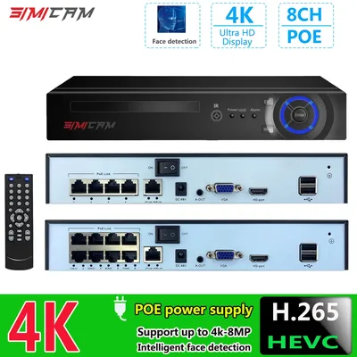 4K 8CH POE Smart NVR (1080p/3MP/4MP/5MP/6MP/8MP/4K) POE Network Video Recorder Supports up to 8 x