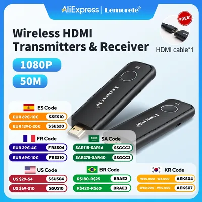 Lemorele 1080P HDMI Wireless Transmitter Receiver Wireless HDMI Video Extender kit Adapter for Laptop TV Projector Monitor