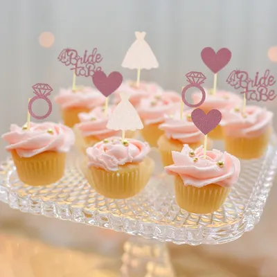 12Pcs Wedding Cupcake Topper Bride To Be Diamond Ring Cake Topper for Wedding Bridal Shower