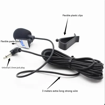 3.5 mm/2.5mm Jack Car Stero Microphone External Mic for PC Car DVD GPS Player Radio Audio Microphone PVC