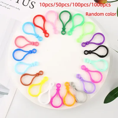 10/50/100/1000pcs Colorful Plastic Lamp Shape Buckle Snap Hook Lobster Clasp for Handmade Jewelry