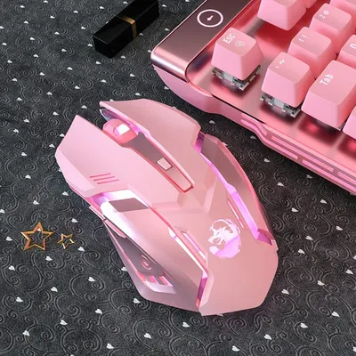 Gaming Mute Rechargeable Mouse 2.4GWireless Pink USB RGB Gamer Ergonomic Mice Optical Office