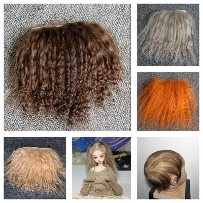 24 Colors Reborns Dolls Pure Mohair Coffee Light Gray BJD OB11 Dolls Wigs Sheepskin Wool Lamb Hair