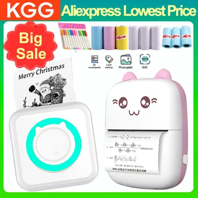 Portable Thermal Printer MINI Wirelessly BT 203dpi Photo Label Memo Wrong Question Printing With USB