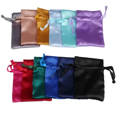 10/25/50pcs/lot Silk Jewelry Gift Bag Satin Drawstring Pouch For Wedding Party Candy Bag Luxury