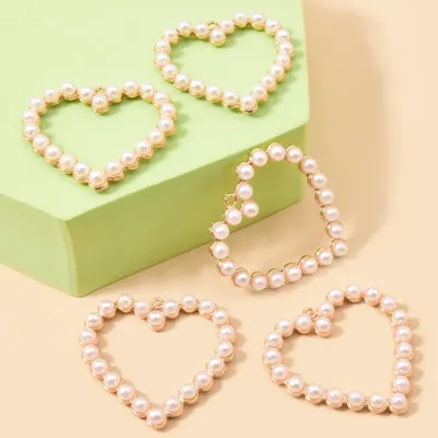 DIY accessories Handmade accessories Korean version sweet wind hollowed out love pearl earrings