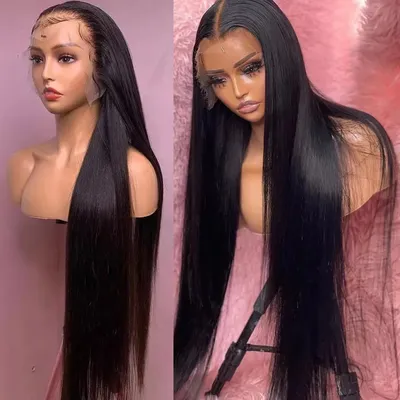 40 42 Inch Straight Lace Front Wigs Human Hair 360 Full Lace Wigs For Women Brazilian Pre Plucked