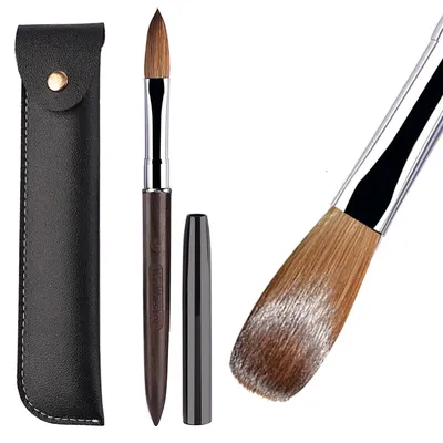 100% Kolinsky Acrylic Nail Brush Purple Sandalwood Handle Crimped UV Gel Carving Pen Brush Liquid