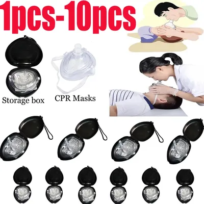 1pcs-10pcsProfessional First Aid CPR Breathing Mask Protect Rescuers Artificial Respiration Reuseable With One-way Valve Tools