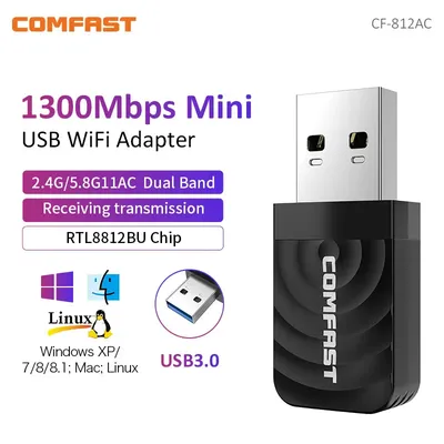 1300Mbps USB3.0 Wifi Adapter 2.4G&5GHz Dual Band 802.11AC Wireless Network Card WiFi Antenna Wifi