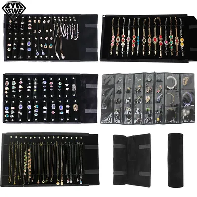Portable Large Travel Jewelry Roll Bag Pendant Necklace Bracelet Chain Storage Carrying Case Watch