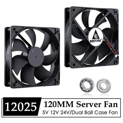 GDSTIME 5V 12V 24V 120mm Fan 120MM*25MM Dual Ball DC Brushless Cooling Fan USB 2PIN 4PIN PWM for PC