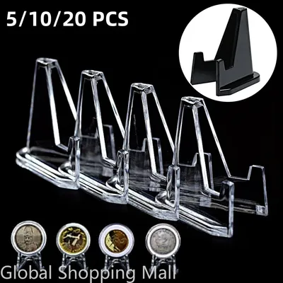 5/10/20Pcs Coin Display Acrylic Easel Holder Stands Clear Mini Coin Display for Displaying Coins