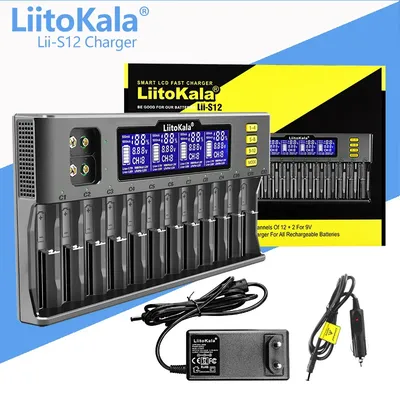 LiitoKala Lii-S12 12-Slot 18650 Battery charger For 20700 26650 21700 14500 10440 16340 1.2V 3.7V