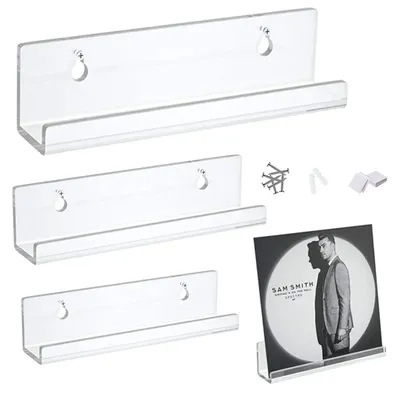 4/7/12inch Clear Vinyl Record Shelf Wall Mount Acrylic Record Display Holder Album Record Storage