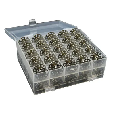 50pcs Sewing Machine Empty Bobbins Plastic Metal Spools Set Thread Organizer Box For Household
