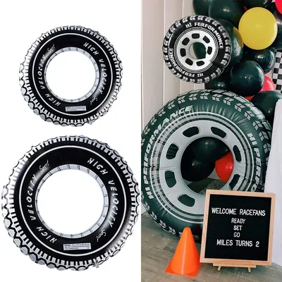 Racing Car Party Inflatable PVC Tire Tubes Decoration Wheel tire Balloons Large Car Birthday Party Supplies Race Car Party Decor
