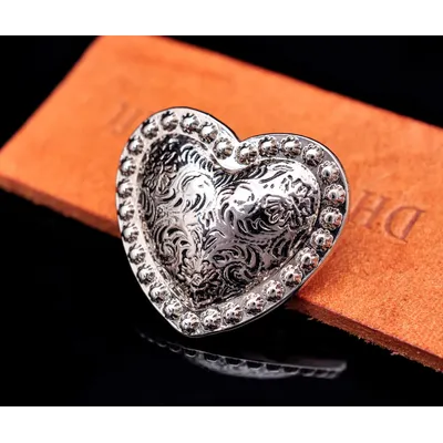 10PCS WESTERN HEADSTALL HORSE TACK LOVE HEART Bling Silver FLORAL BERRY SADDLE LEATHERCRAFT CONCHOS