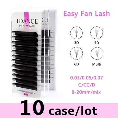 TDANCE 10pcs/lot Soft Rapid Blooming Volume Eyelash Extensions self fanning Fast Fan Individual
