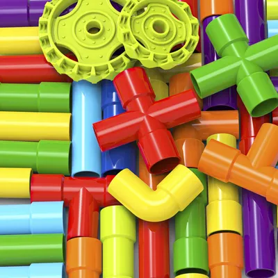Building By Splicing Water Pipes With Building Blocks DIY Toys
