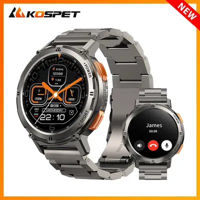 2025 KOSPET TANK T2 Smartwatch Bluetooth Call AMOLED AOD Men's Watch 5ATM Waterproof Sport Fitness Tracker Smart Watches For Men