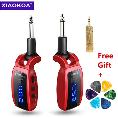 XIAOKOA Wireless Guitar System Rechargeable Upgrated LED Screen15 Channels UHF Wireless Guitar