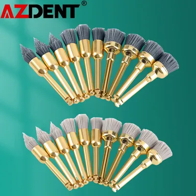 AZDENT 10pcs Dental Polishing Brush Aluminium Oxide/Silicon Carbide Polishing Prophy Brushes For Contra Angle Handpiece