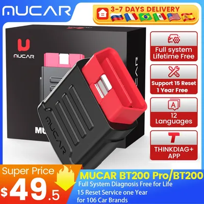 MUCAR BT200 & BT200 Pro Obd2 Diagnostic Tools Bluetooth obd 2 Scanner Automotriz Code Reader All System Diagnosis Free for Life