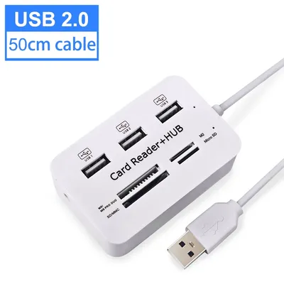 SD TF Mini SD Card M2 MS Card Reader Multi-function All In One Card Reader 3 Ports USB2.0 Hub USB