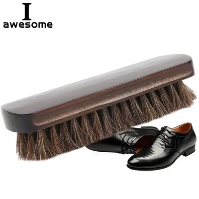 Real Horse Hair Shoe Brush Polish Natural Horsehair Leather Soft Polishing Tool Bootpolish Cleaning