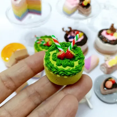 New 1/6 Simulate Mini Dollhouse Miniature RainbowCake Chocolate Cake Matcha Cake Pretend Food Mini Cake for Blyth OB11 BJD dolls