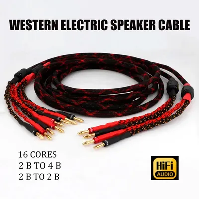 Pair Western Electric Speaker Cable 16cores Audiophile Cable High Purity Copper Banana Loudspeaker
