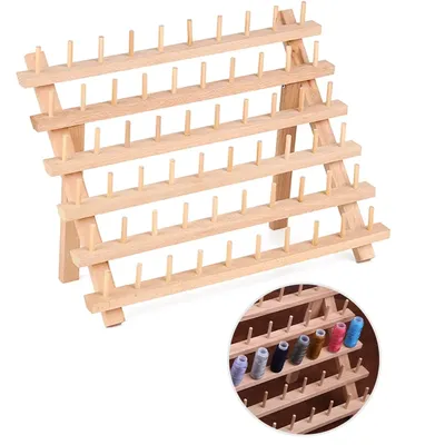 IMZAY Wooden Sewing Thread Storage Box Spool Yarn Holder Home Embroidery Folding Frame Multiple Size