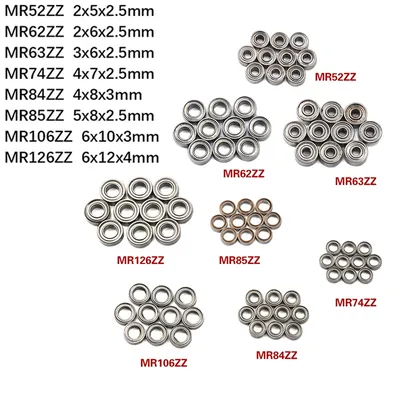 10PCS Mini Bearings for Skateboard MR52ZZ MR62ZZ MR63ZZ MR74ZZ MR84ZZ MR85ZZ MR106ZZ MR126ZZ
