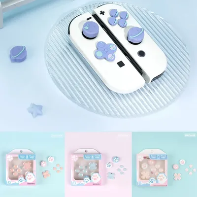 Cute D-pad Cross Button ABXY X Key Sticker Joystick Thumb Stick Grip Cap Cover For Nintendo Switch