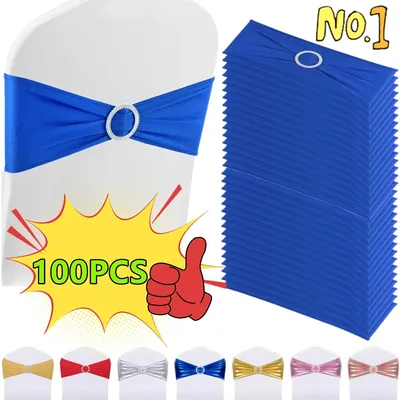 100/50/10pcs Elastic Chair Knot Wedding Decoration Buckle Sashes Back Cover Mariage Hotel Home Seat