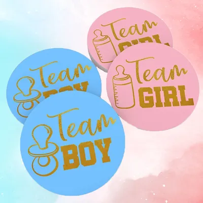 24pcs Gender Reveal Sticker Team Boy And Team Girl Stickers Gender Reveal Party Decorations Baby