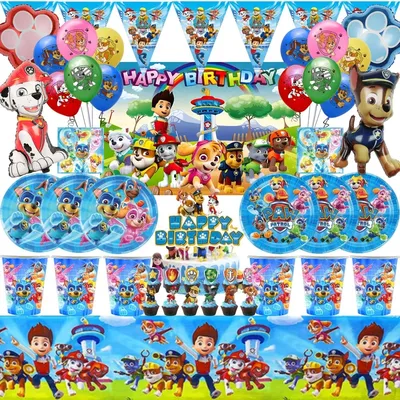 PAW Patrol Birthday Party Decoration Children Tableware Paper Plate Cup Napkins Backdrop Baby Shower