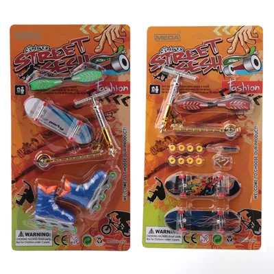 Plastic Finger Skateboarding Toys with Scooter Roller Skating Shoes Inc.Tools Finger Skteboard Kits