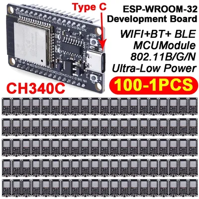 100-1PCS ESP-WROOM-32 ESP 32 ESP-32 Development Board CH340C Type-C WiFi+BT Low Power Dual Core