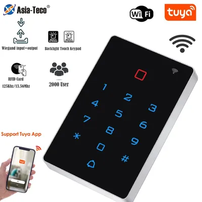 Wifi Tuya App RFID Access Control Keypad 2000 User EM 125KHz or IC Standalone Touch Card Reader for