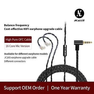 JCALLY JC16S 16 Core OFC Upgrade Cable HIFI Earphones with Microphone Wire 0.78 MMCX QDC PIN for EDX