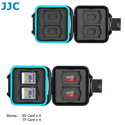 JJC 8 Slots SD Micro SD TF Memory Card Case Water-Resistant Anti-Shock SD MSD TF Micro SDXC Card